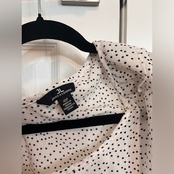 Polka Dot Blouse, Low Back, Silver Button Detailing - Size Small - Picture 6 of 6